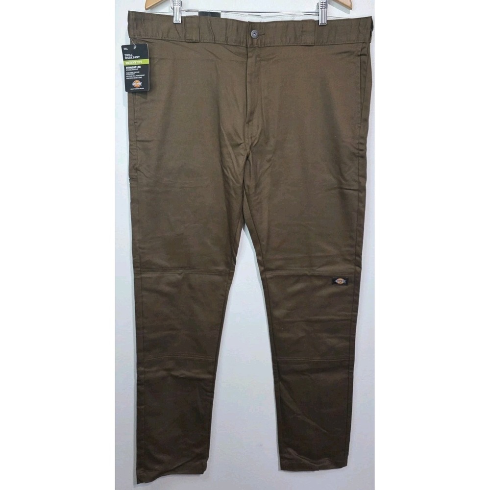 NEW Dickies Pants‎ Mens 40x34 Brown Skinny Fit Flex Twill Work Brown Chino